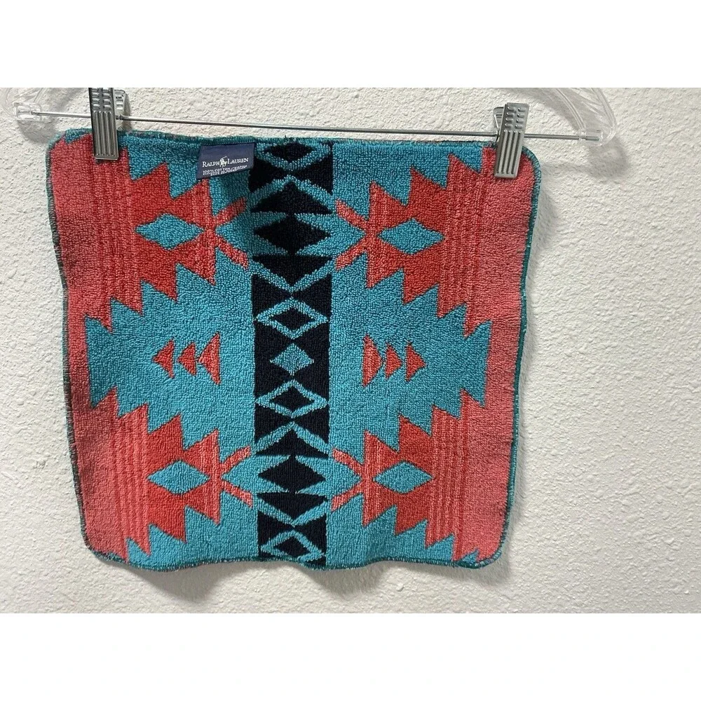 Vtg 90s Ralph Lauren Southwestern Aztec Towel Set 4 Pc Bath Hand Washcloth